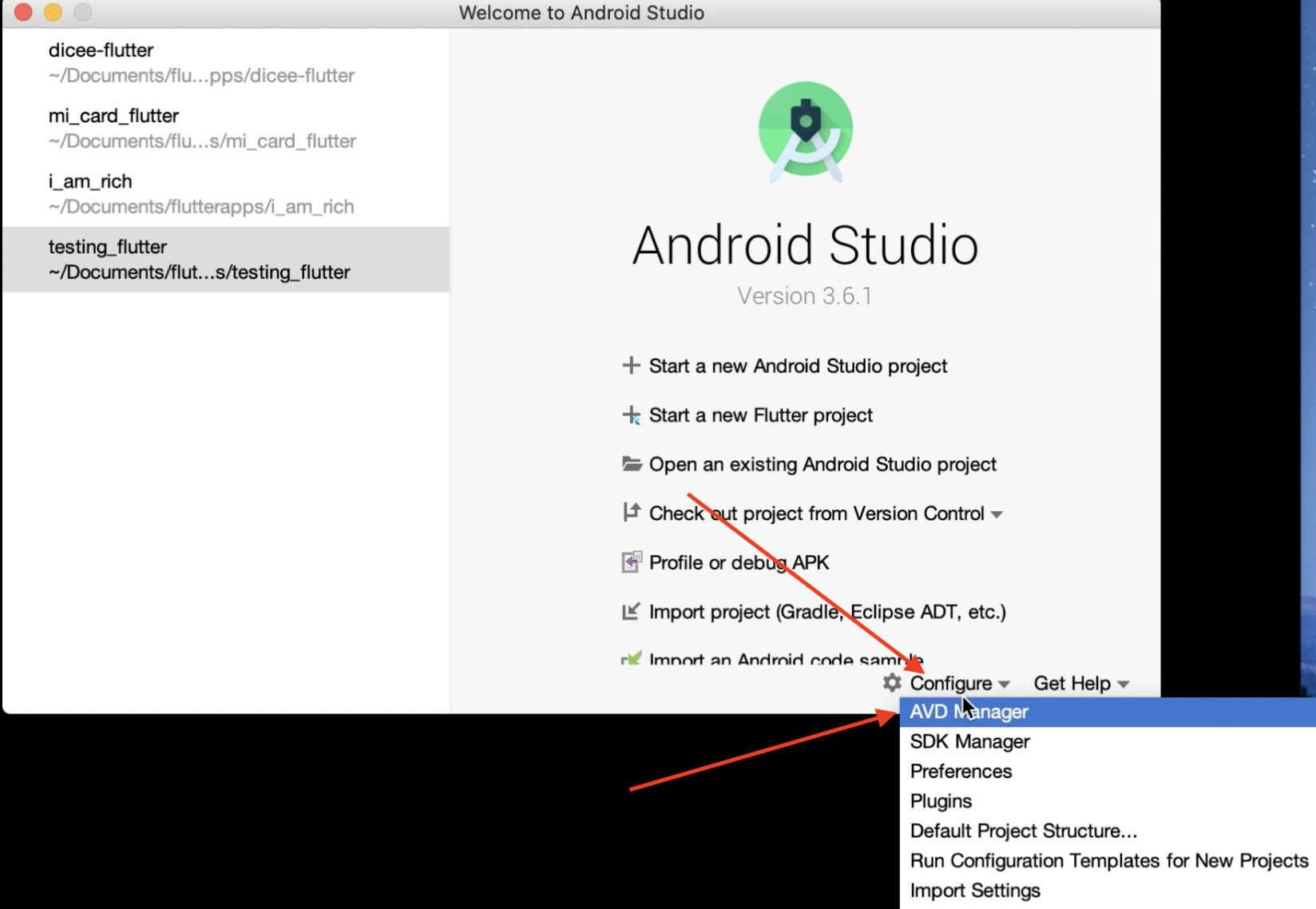 AVD Manager in Mac